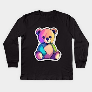 Colorful Teddy Bear Illustration No. 620 Kids Long Sleeve T-Shirt